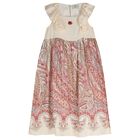 Girls Ivory & Pink Floral Paisley Dress , 2, hi-res