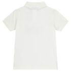 Boys White Logo Polo Shirt , 2, hi-res