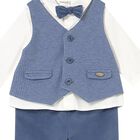Baby Boys White & Blue Waistcoat Suit, 1, hi-res