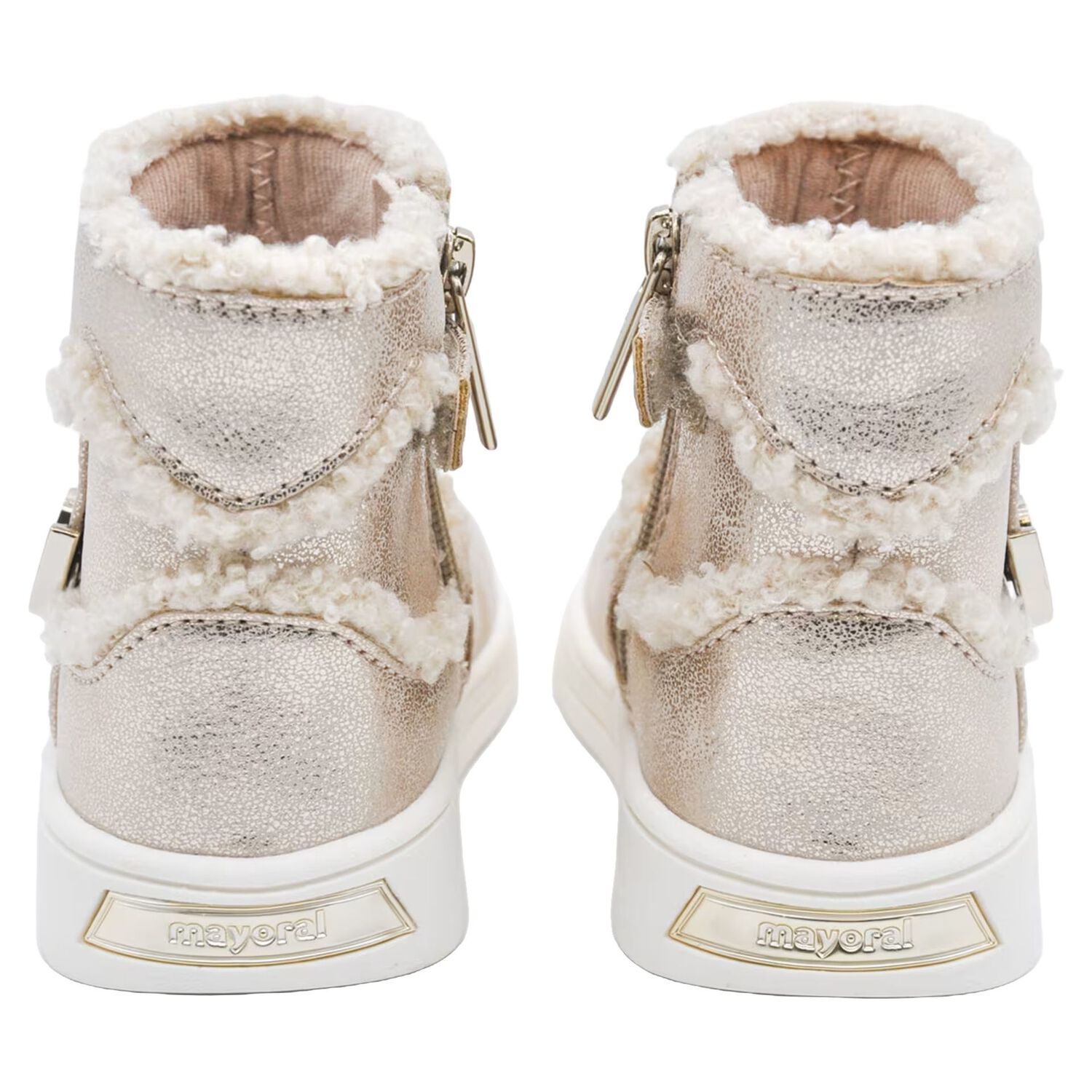 Girls Gold Faux Fur Boots, 1, hi-res