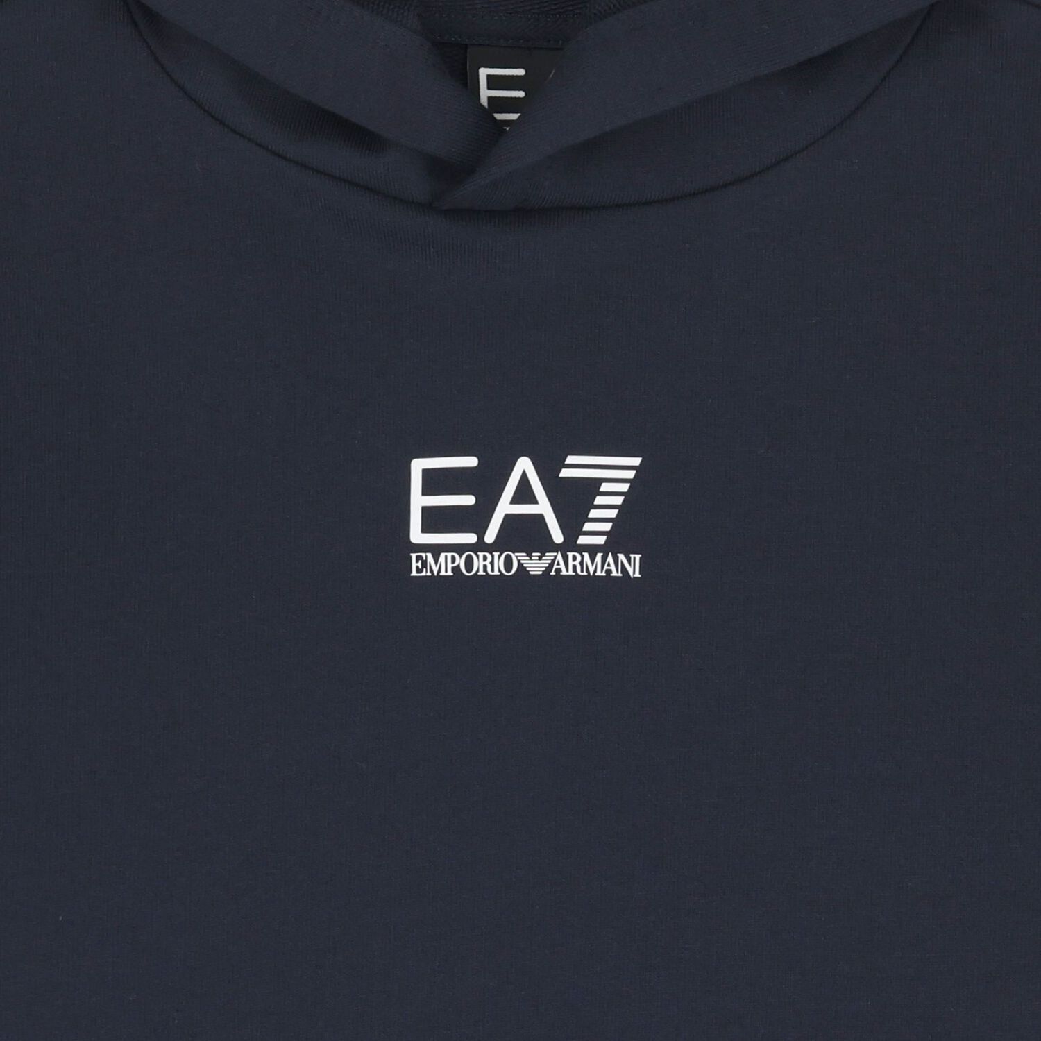 Boys Navy Blue Logo Hooded Top, 4, hi-res image number null