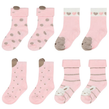 Baby Girls Pink Socks ( 4-Pack )