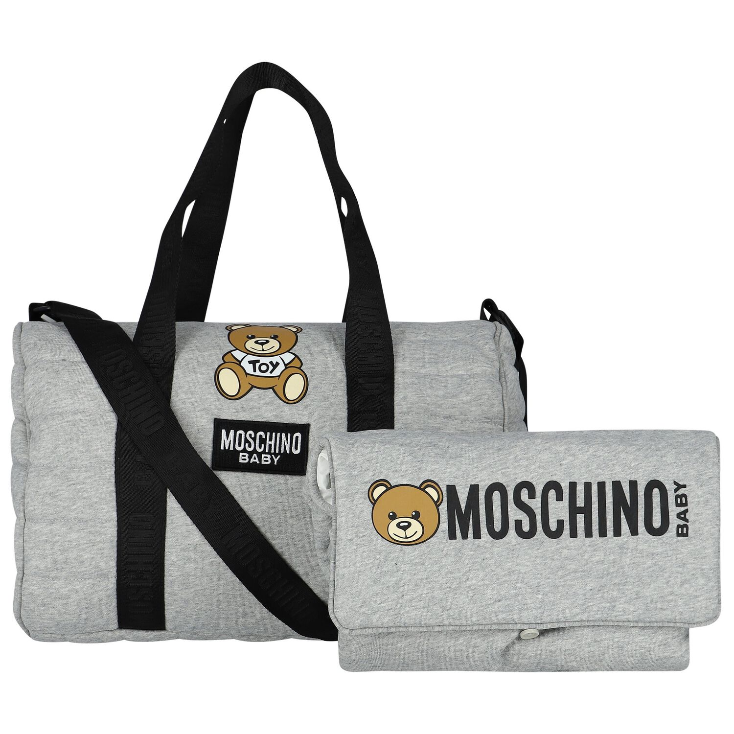 Grey Teddy Bear Logo Baby Changing Bag, 3, hi-res
