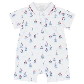 Baby Boys White Sailboat Romper