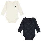 Navy & Ivory Logo Bodysuit (2-Pack), 1, hi-res