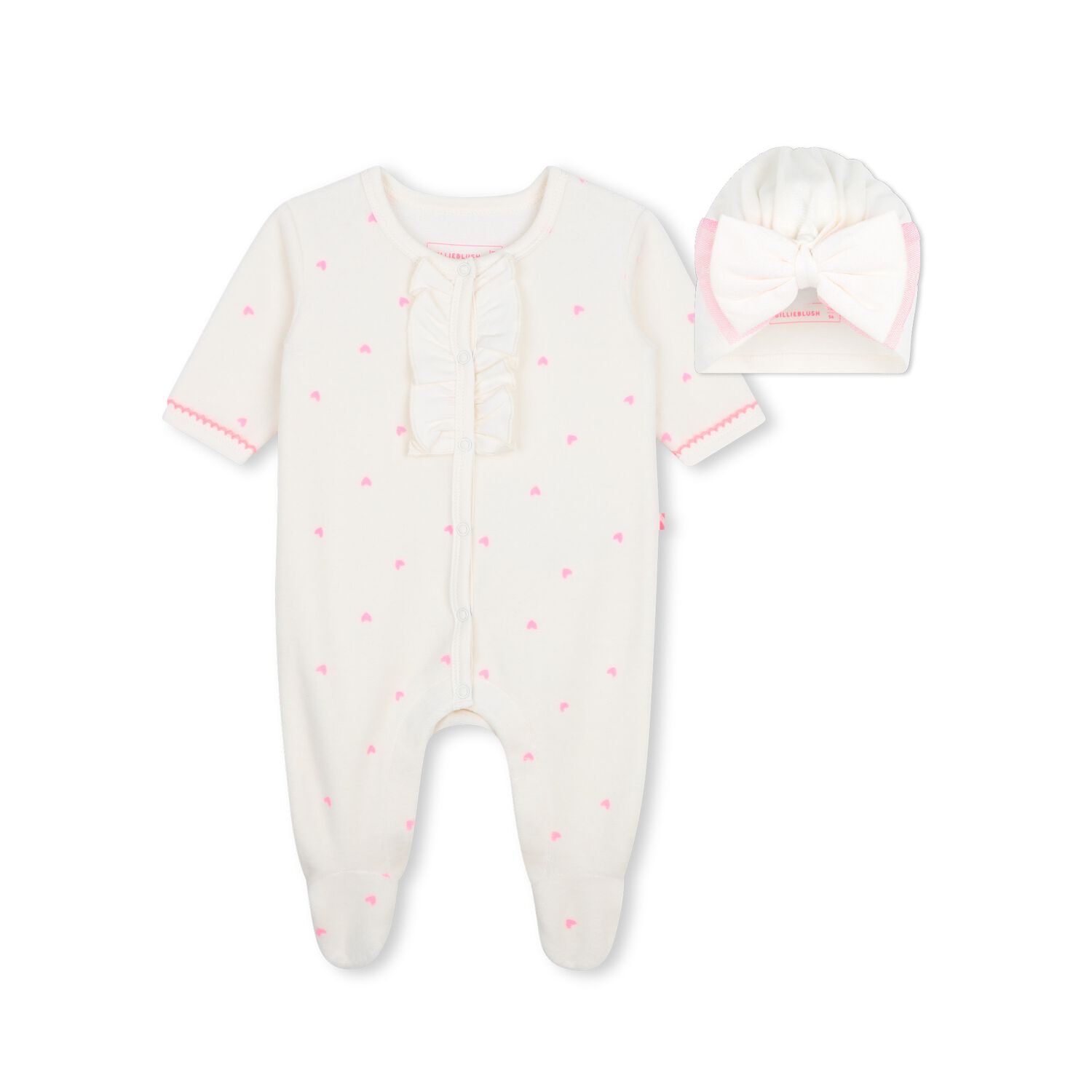 Baby Girls Ivory & Pink Heart Babygrow Gift Set, 1, hi-res