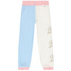 Girls Blue & Ivory Logo Joggers, 1, hi-res