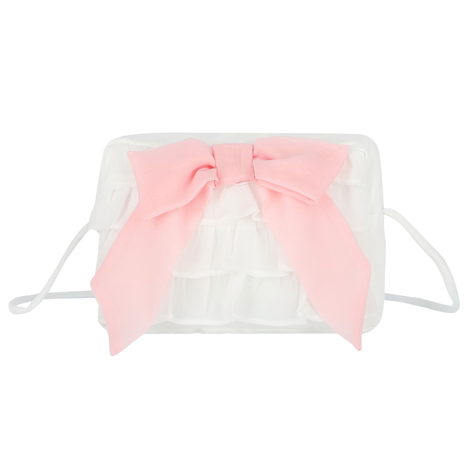 Girls Ivory & Pink Chiffon Handbag, 3, hi-res