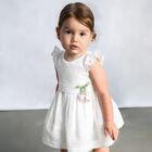Younger Girls White Bow Dress, 1, hi-res