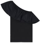 Girls Black One Shoulder Top, 3, hi-res