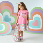 Girls Pink Abstract Heart Print Bag, 1, hi-res