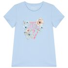 Girls Blue Logo Floral T-Shirt, 1, hi-res