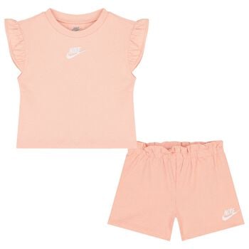 Girls Pink Logo Shorts Set