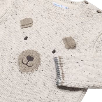 Younger Boys Ivory Bear Knitted Sweater