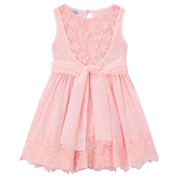 Girls Pink Floral Lace Dress