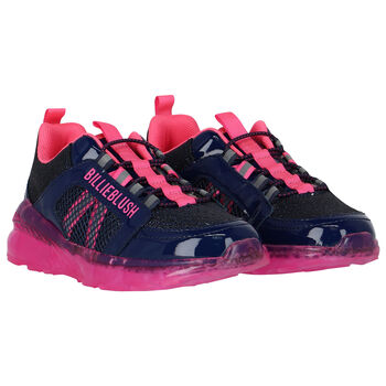 Girls Navy Blue & Pink Logo TrainersÂ 