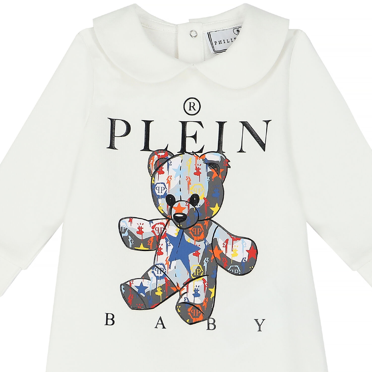 افرول بالشعار باللون الابيض للاولاد, 1, hi-res