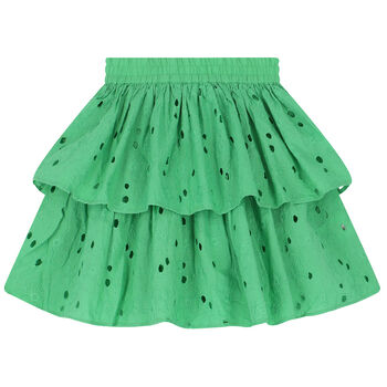 Girls Green Broderie Anglaise Skirt
