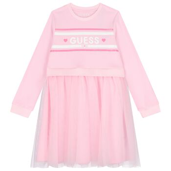 Girls Pink Logo Tulle Dress