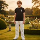 Boys White Logo Jeans, 1, hi-res