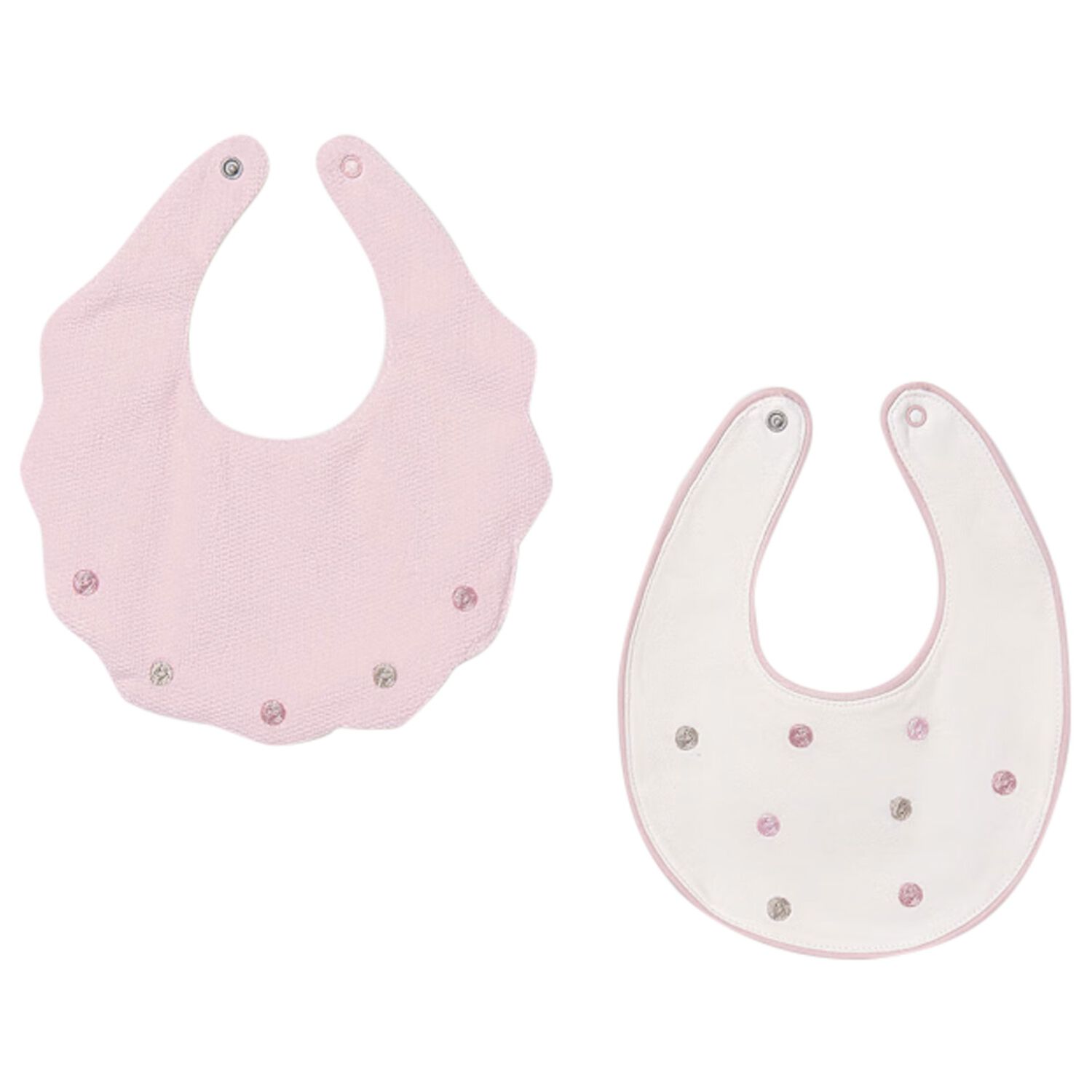 Baby Girls Ivory & Pink Bibs ( 2-Pack ) , 1, hi-res