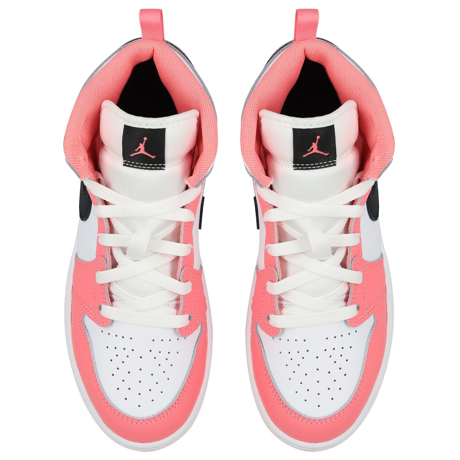 Girls Neon Pink & White Air Jordan 1 Mid Trainers, 7, hi-res