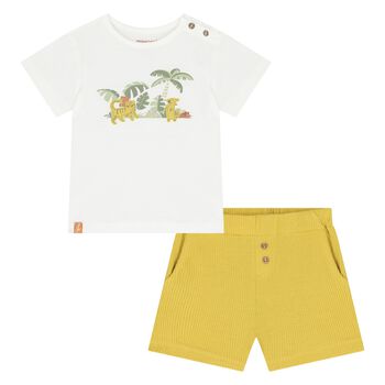 Younger Boys Yellow Cotton Jungle Shorts Set
