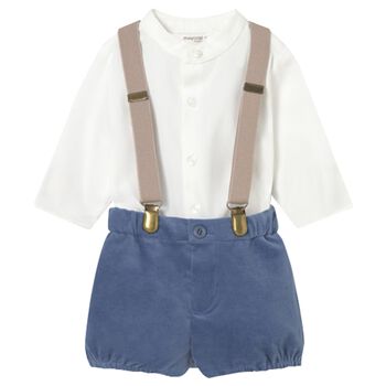 Baby Boys White & Blue Shorts Set