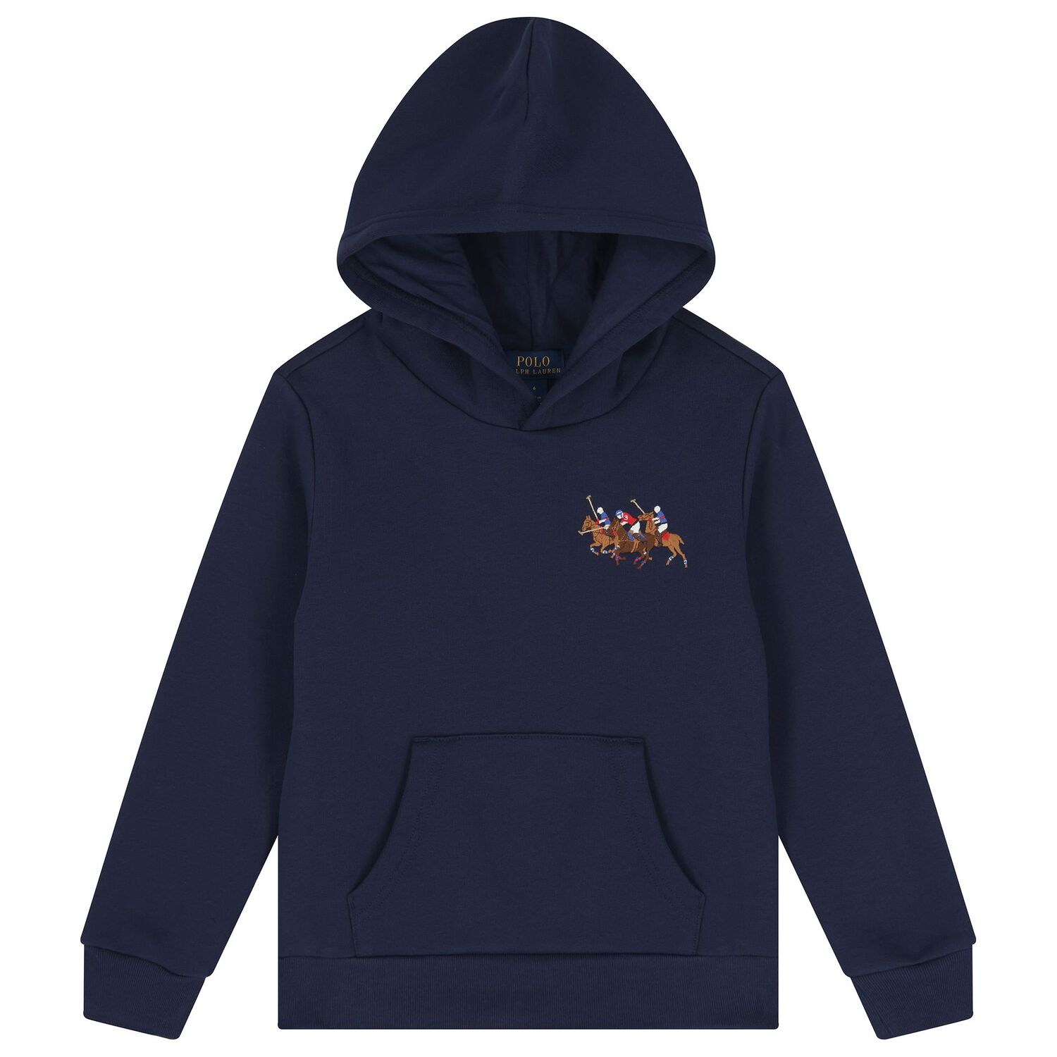 Boys Navy Blue Logo Hooded Top, 1, hi-res