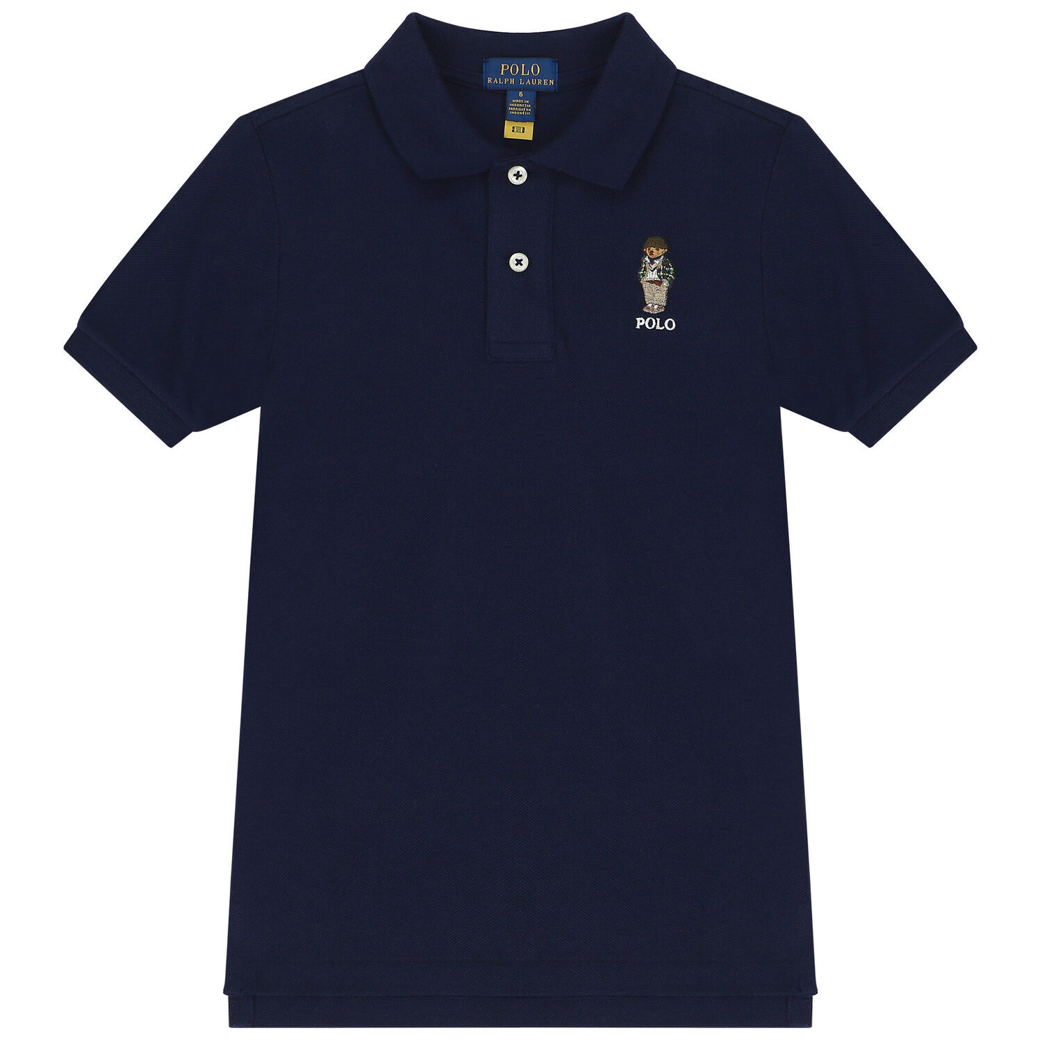 Boys Navy Blue Polo Bear Polo Shirt, 1, hi-res