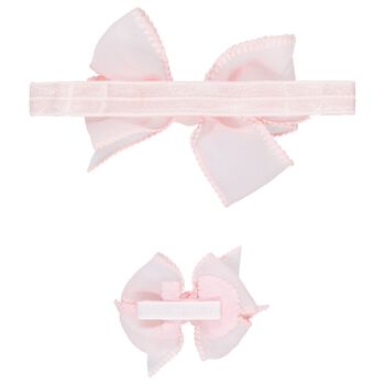 Girls Pink Bow Headband set 