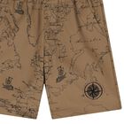 Boys Beige Compass Geo Map Shorts, 1, hi-res
