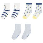 Baby Boys Ivory & Blue Boat Print Socks ( 3-Pack ), 3, hi-res