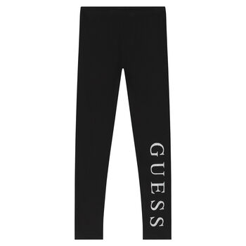 Girls Black Logo Leggings