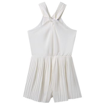 Girls Ivory Pleated Playsuit