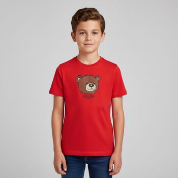 تي شيرت بشعار دب أحمر للأولاد
