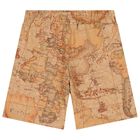 Boys Black & Beige Geo Map Shorts Set, 1, hi-res