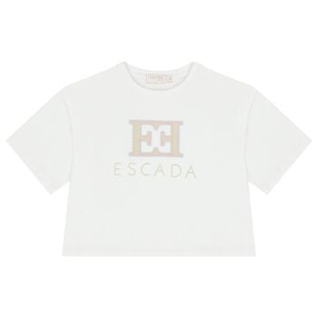 تيشيرت بنات بالشعار باللون الابيض 