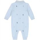 Baby Boys Blue Logo Romper, 1, hi-res