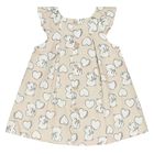 طقم فستان بنات بطبعة قلب ودب باللون البيج, 1, hi-res