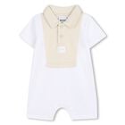 Baby Boys White & Beige Romper, 2, hi-res