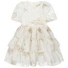 Girls Ivory Floral Dress, 1, hi-res