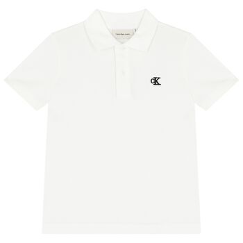 Boys White Logo Polo Shirt