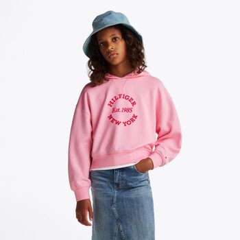 Girls Pink Logo Hooded Top