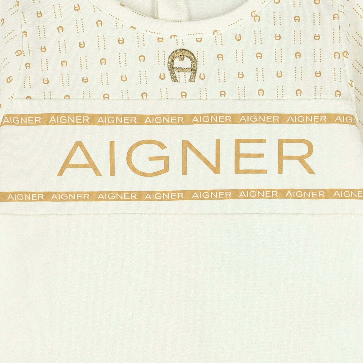 Ivory & Gold Logo Babygrow, 1, hi-res image number null