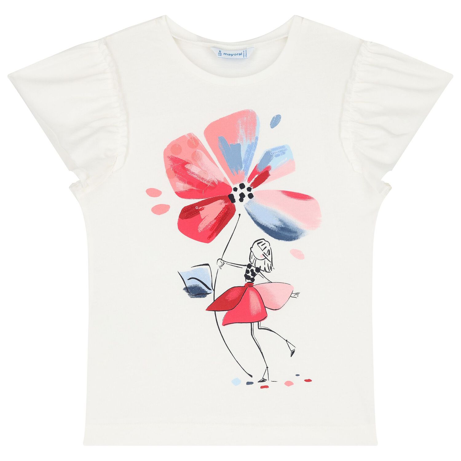 طقم ليجنز بطبعة الزهور باللون الأبيض والكحلى للبنات, 3, hi-res image number null