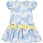 Girls White & Blue Butterfly Dress, 1, hi-res