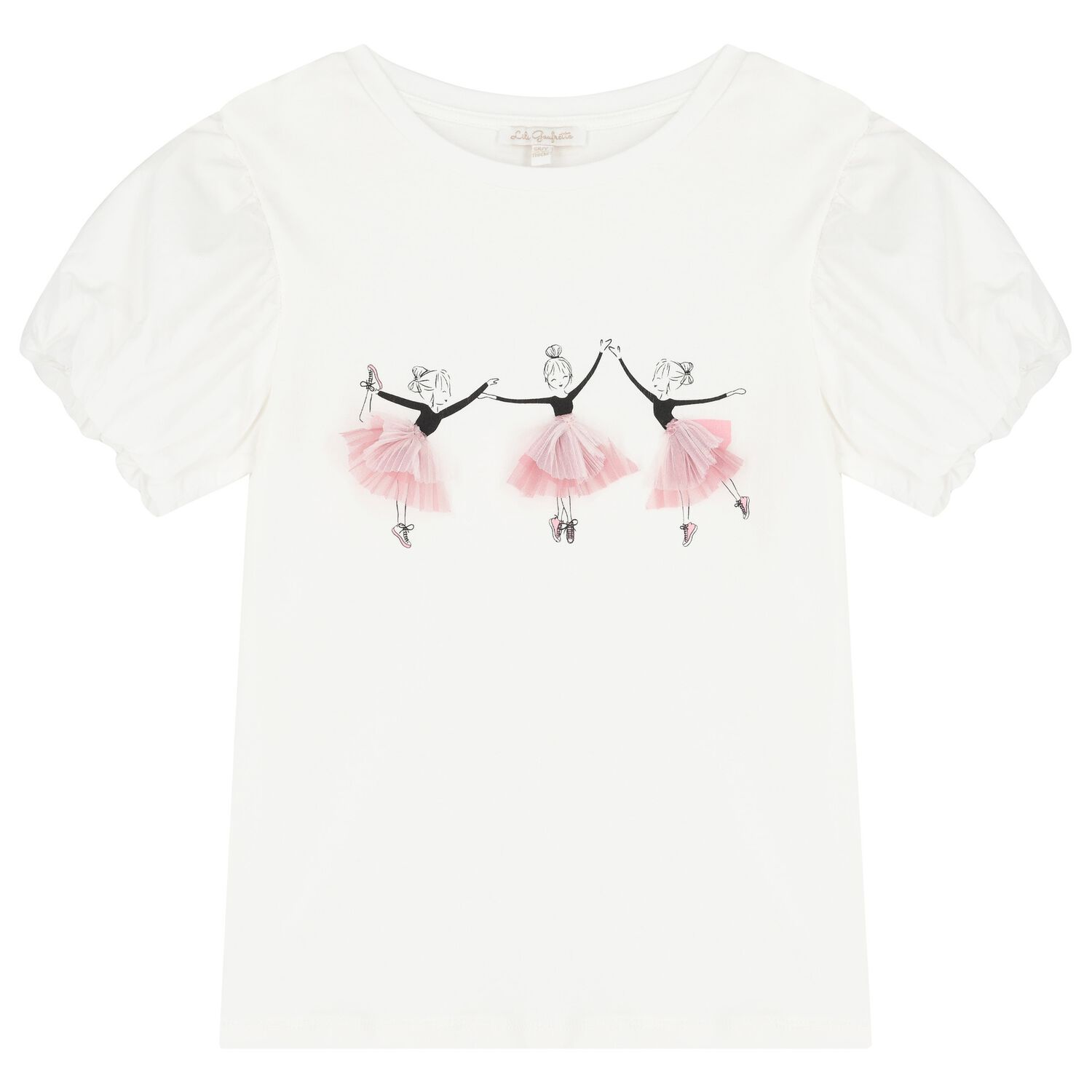 تيشيرت بنات بطبعه بالرينا باللون العاجى, 1, hi-res