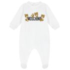 White Teddy Bear Logo Babygrow, 1, hi-res