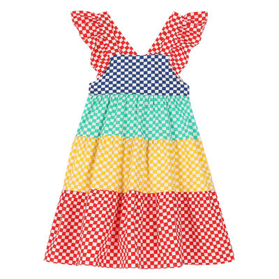 Girls Multi-Colored Checkered Dress